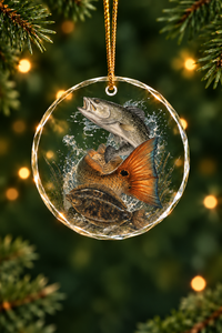 Coastal Grand Slam Glass Ornament, Fisherman Christmas Gift