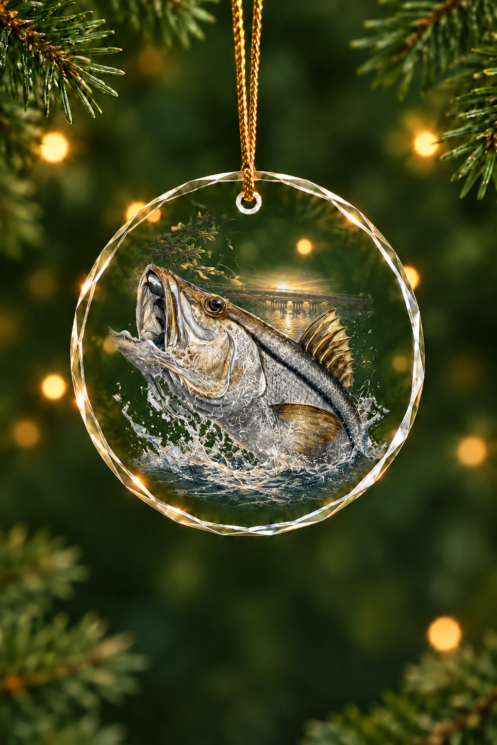 Bridge Strike Snook Glass Ornament, Fisherman Christmas Gift