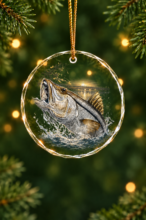 Bridge Strike Snook Glass Ornament, Fisherman Christmas Gift