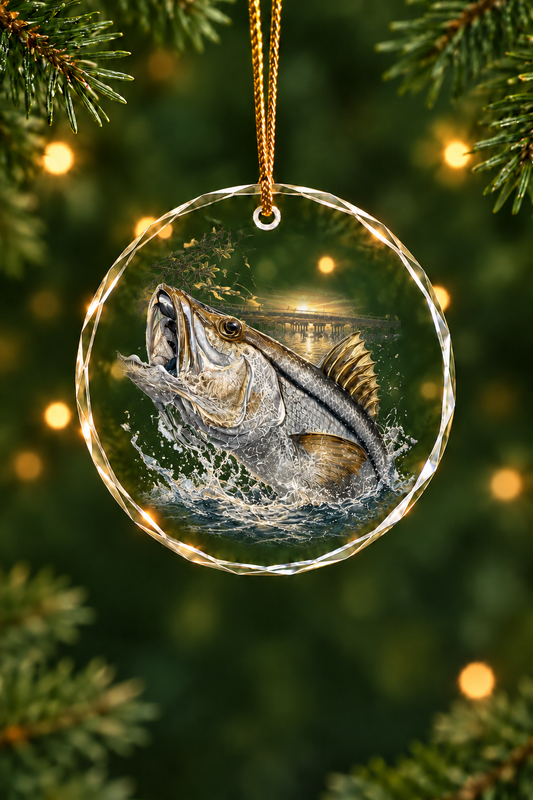 Bridge Strike Snook Glass Ornament, Fisherman Christmas Gift