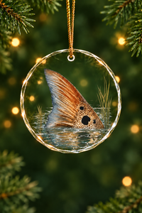 Spot Tail Redfish Glass Ornament, Fisherman Christmas Gift