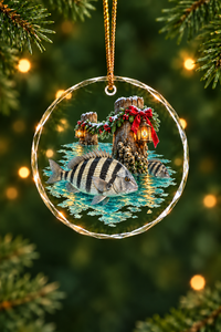 Lantern Pier Sheepshead Glass Ornament, Fisherman Christmas Gift