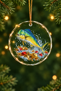 Bauble Sargassum Mahi Glass Ornament, Fisherman Christmas Gift