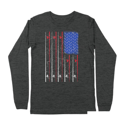 American US Flag Fishing Rod Shirt, Fisherman Gift D06 NPQ151 - Premium Long Sleeve