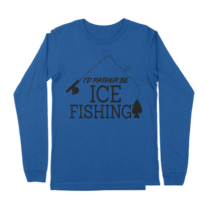 I'd rather be Ice fishing crappie Ice Hole Fish Frozen Winter Snow Angling , funny ice fishing shirts D02 NPQ401 Premium Long Sleeve