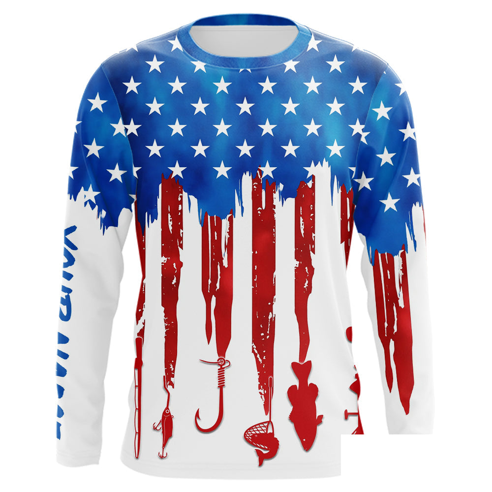 American flag UV protection fishing shirt fishing jersey with hood for fisherman