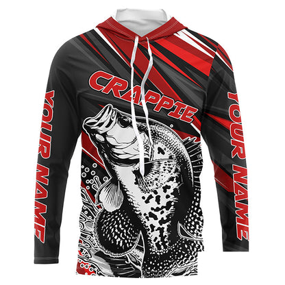 Personalized Crappie Fishing Jerseys, Crappie Long Sleeve Tournament Fishing Shirts | Red IPHW6075