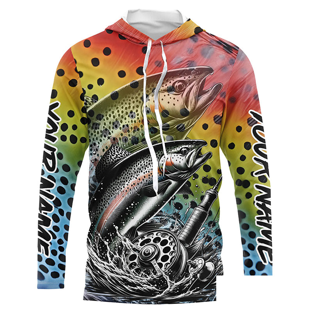 Rainbow Trout Fly Fishing Custom Long Sleeve Tournament Fishing Shirts, Trout Fishing Jerseys IPHW5592