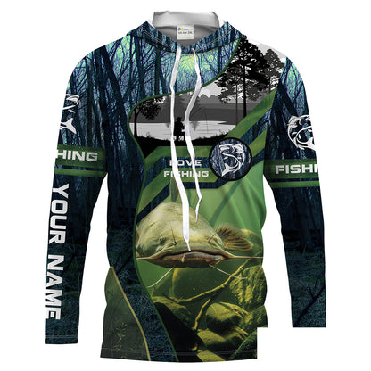 Flathead Catfish Custom Men Long Sleeve Fishing Shirts, UV Protection Fishing apparel - HPW28