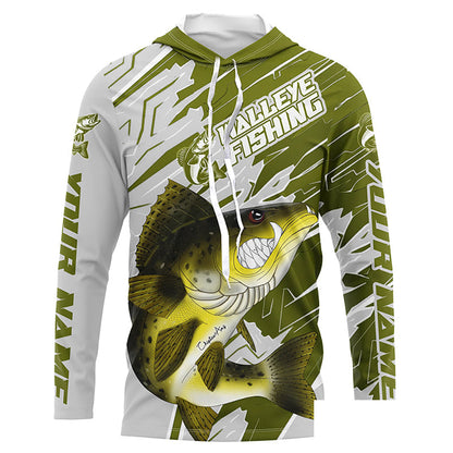 Angry Walleye Custom Long Sleeve Tournament Fishing Shirts, Walleye Fishing Jerseys IPHW6201
