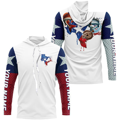 Custom Texas Slam Long Sleeve Fishing Shirts, Texas Trio Redfish, Trout, Flounder Fishing Shirts IPHW7068