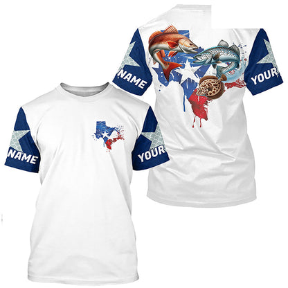 Custom Texas Slam Long Sleeve Fishing Shirts, Texas Trio Redfish, Trout, Flounder Fishing Shirts IPHW7068