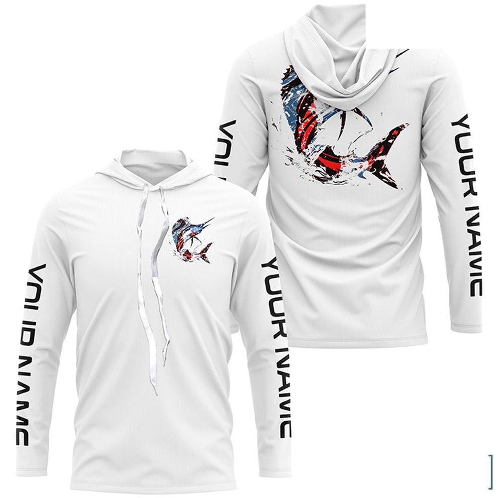 Custom Patriotic American Flag Sailfish Fishing Shirts, Sailfish Fishing Tournament Jerseys IPHW6904