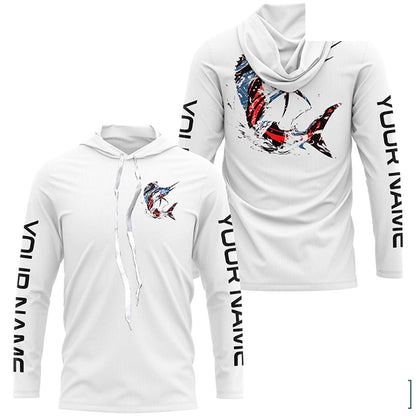 Custom Patriotic American Flag Sailfish Fishing Shirts, Sailfish Fishing Tournament Jerseys IPHW6904