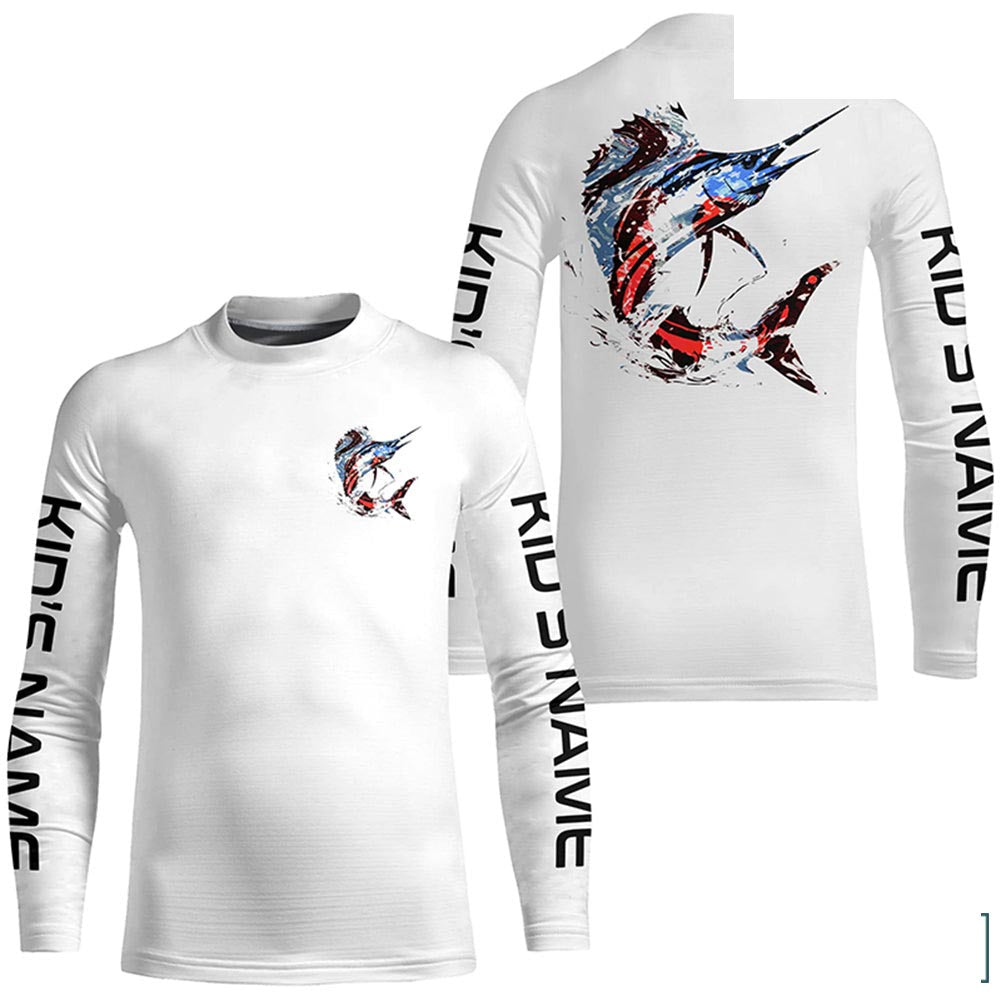 Custom Patriotic American Flag Sailfish Fishing Shirts, Sailfish Fishing Tournament Jerseys IPHW6904