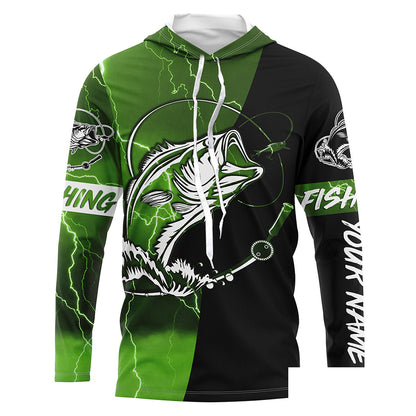 Largemouth Bass Fishing tattoo green camo black custom Long sleeve, Long Sleeve Hooded NPQ697