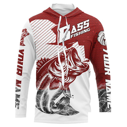 Personalized Bass Fishing Jerseys, Bass Fishing Long Sleeve Fishing Tournament Shirts | Red Camo IPHW5753