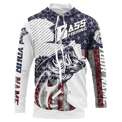 Personalized American Flag Bass Fishing Jerseys, Patriotic Bass Fishing Tournament Shirts IPHW5754