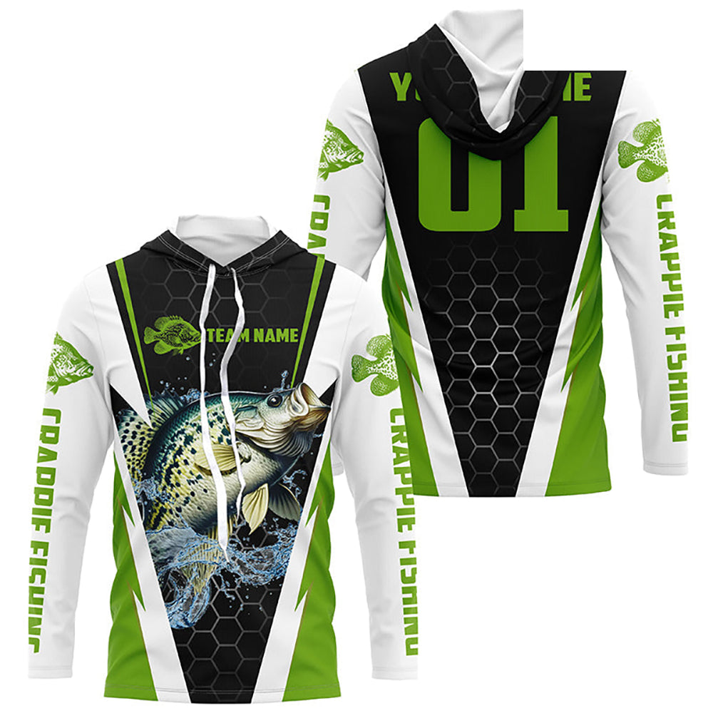 Custom Crappie Fishing Jerseys, Crappie Tournament Fishing Shirts With Team Name And Number | Green IPHW6405