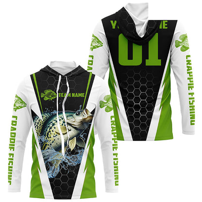 Custom Crappie Fishing Jerseys, Crappie Tournament Fishing Shirts With Team Name And Number | Green IPHW6405