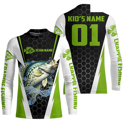 Custom Crappie Fishing Jerseys, Crappie Tournament Fishing Shirts With Team Name And Number | Green IPHW6405