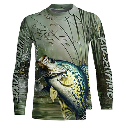 Crappie Fishing Custom 3D All Over Printed Long Sleeve Shirts, Crappie Fisherman Jerseys IPHW6636