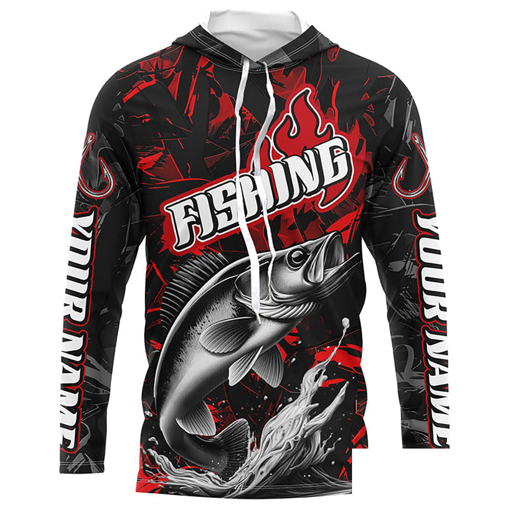 Walleye Fishing Custom Long Sleeve Shirts, Walleye Tournament Fishing Jerseys | Red Camo IPHW6658
