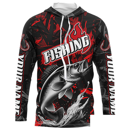 Walleye Fishing Custom Long Sleeve Shirts, Walleye Tournament Fishing Jerseys | Red Camo IPHW6658