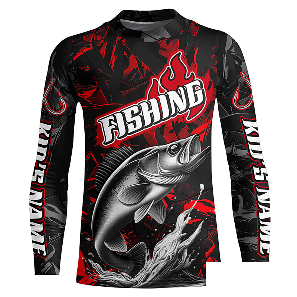 Walleye Fishing Custom Long Sleeve Shirts, Walleye Tournament Fishing Jerseys | Red Camo IPHW6658