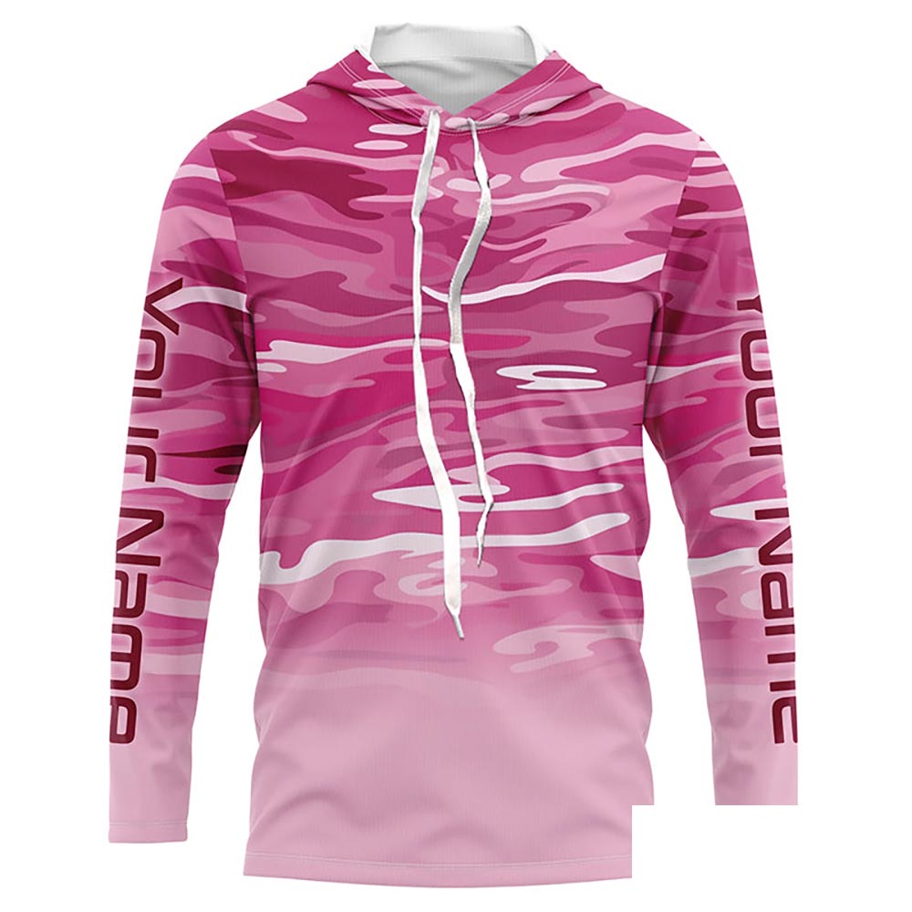 Pink Camo Custom Long Sleeve Tournament Performance Fishing Shirts For Charter Fishing Trip IPHW5797
