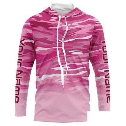 Pink Camo Custom Long Sleeve Tournament Performance Fishing Shirts For Charter Fishing Trip IPHW5797