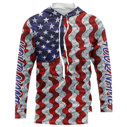 Personalized American Flag Long Sleeve Fishing Shirts Uv Protection, Patriotic Fishing Apparel IPHW6837