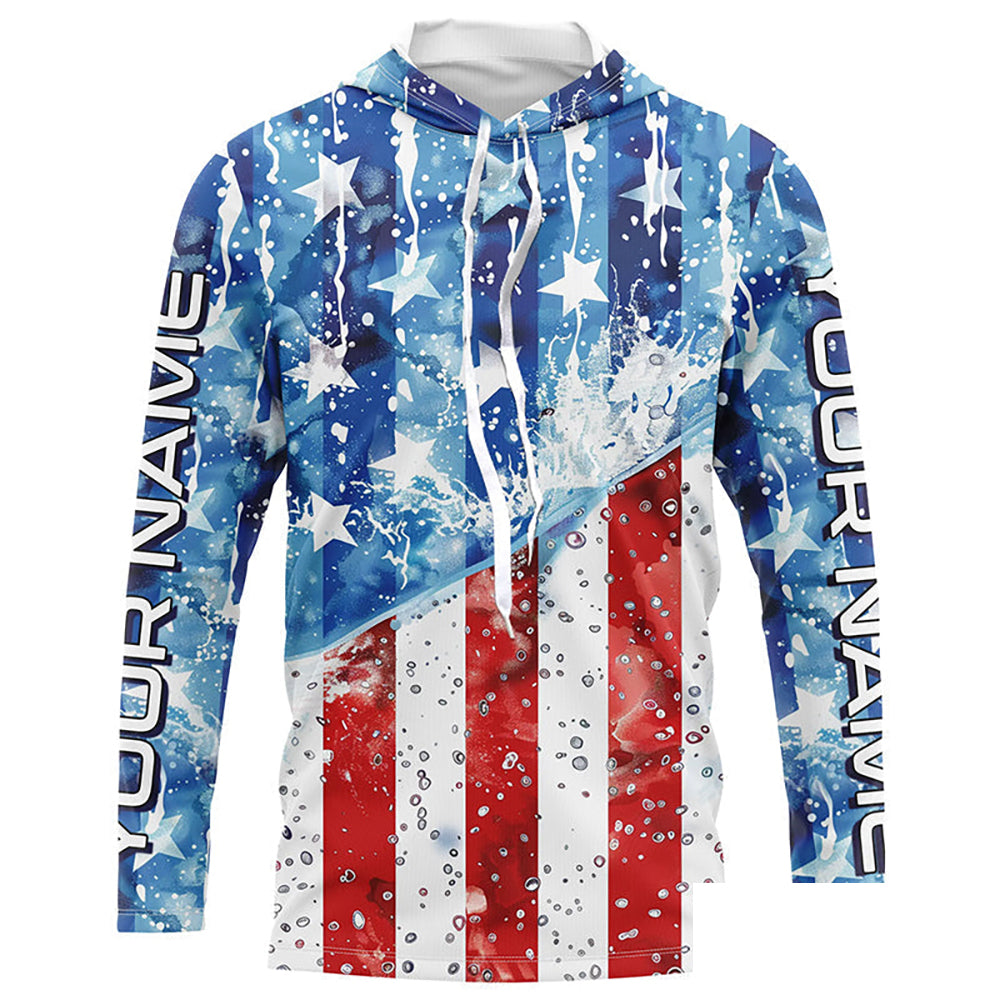 American Flag Custom Long Sleeve Uv Protection Fishing Shirts, Patriotic Fishing Jersey IPHW6849