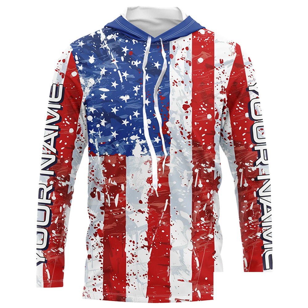 American Flag Custom Long Sleeve Uv Protection Fishing Shirts, Patriotic Fishing Jersey IPHW6851
