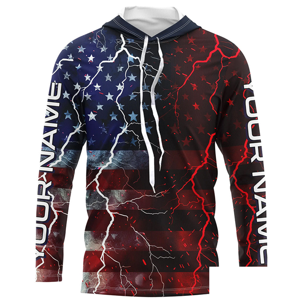 American Flag Custom Long Sleeve Uv Protection Fishing Shirts, Patriotic Fishing Jersey IPHW6852