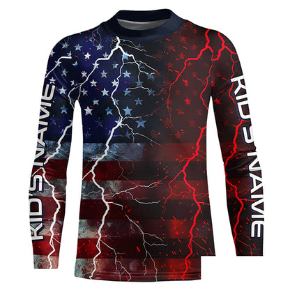 American Flag Custom Long Sleeve Uv Protection Fishing Shirts, Patriotic Fishing Jersey IPHW6852