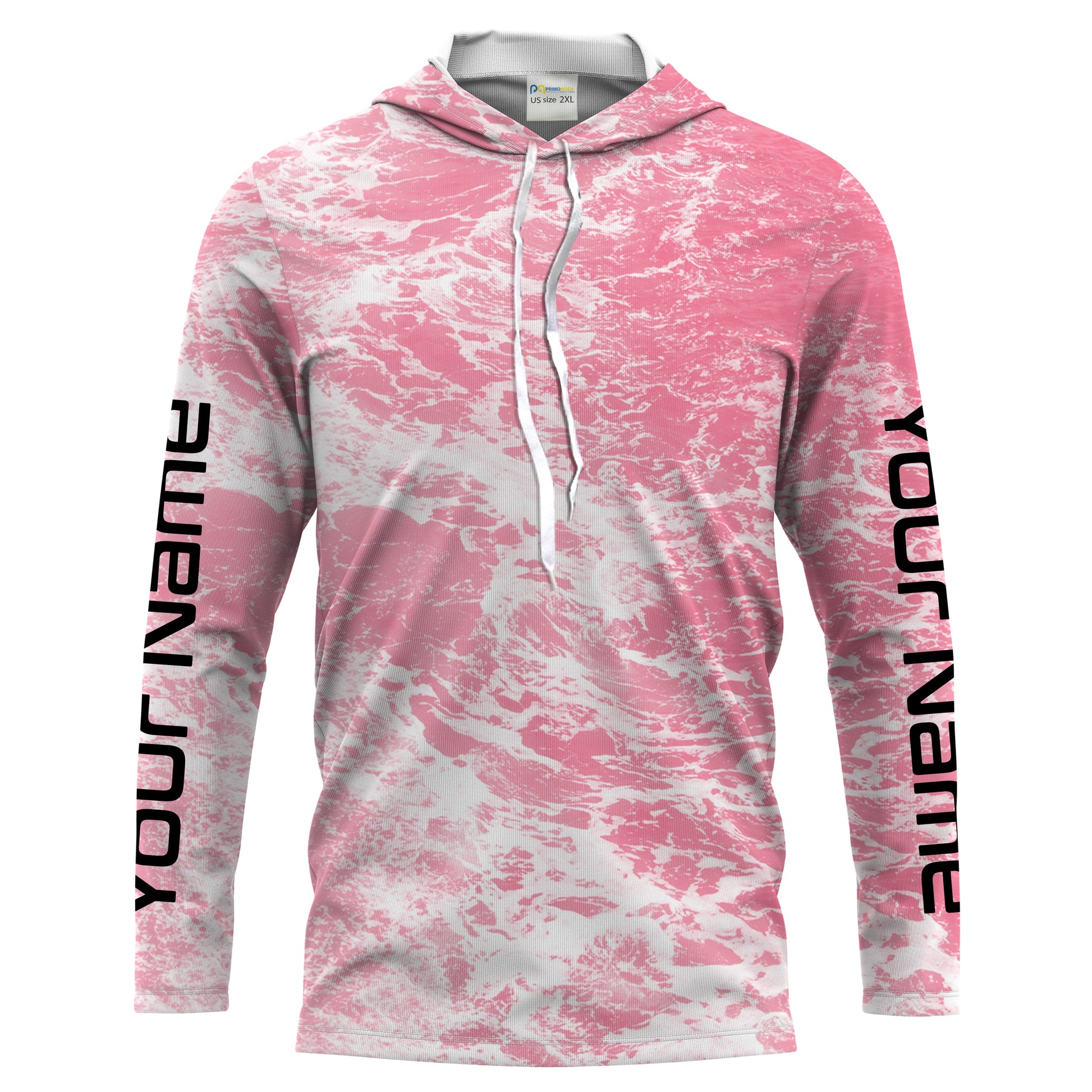 Custom Saltwater Long sleeve Fishing Shirts UV Protection, Sea wave camo Fishing Shirts | pink - HPW241