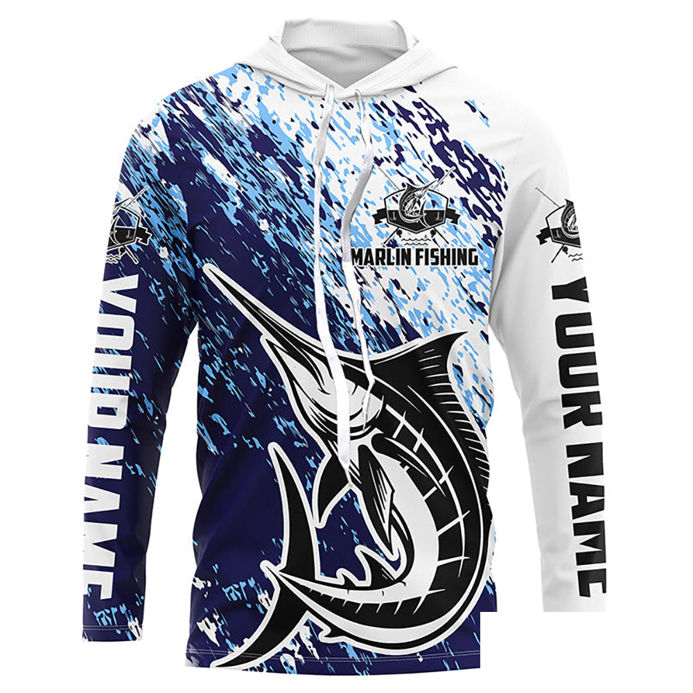 Marlin Fishing Custom Long Sleeve Performance Fishing Shirts, Marlin Saltwater Fishing Jerseys IPHW5812