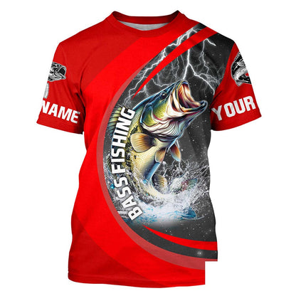 Personalized Bass Fishing Jerseys, Largemouth Bass Tournament Fishing Shirts | Red IPHW5703