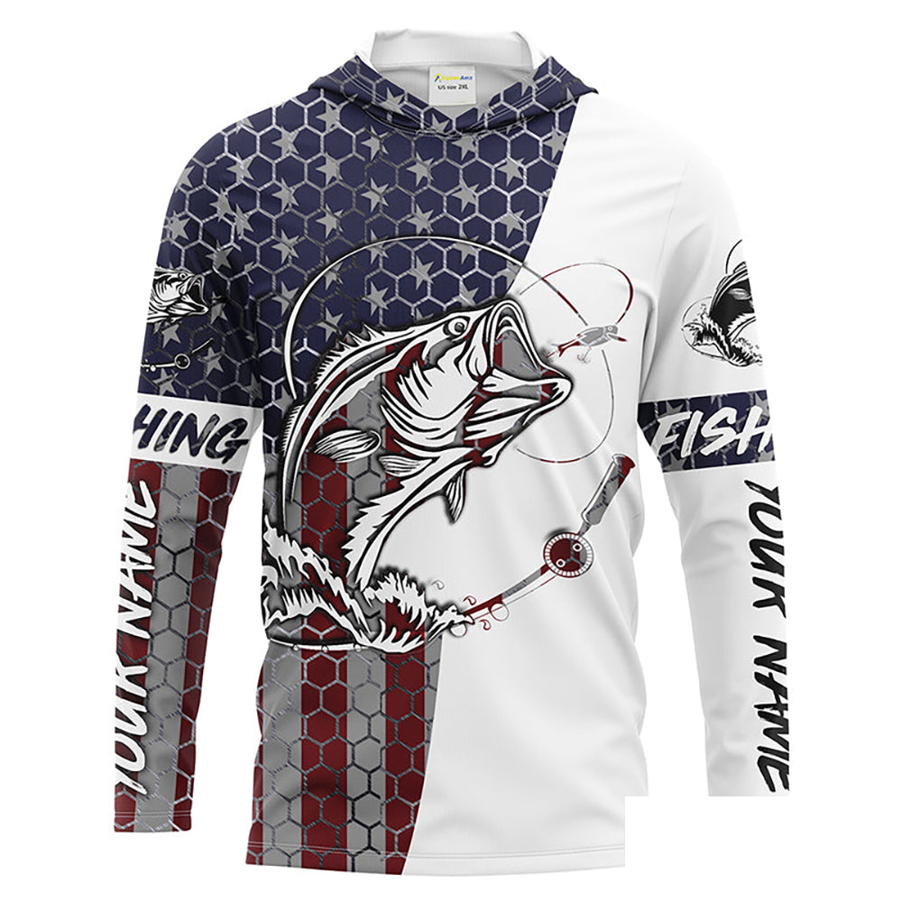 Bass Fishing American Flag Custom performance Fishing shirts, Patriotic Bass Fishing jerseys IPHW1382