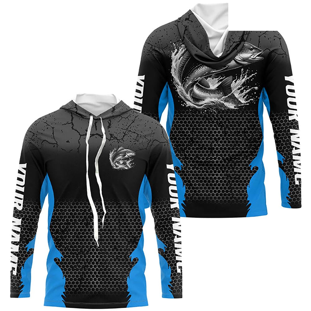 Personalized Redfish Fishing Jerseys, Redfish Long Sleeve Tournament Fishing Shirts |Blue IPHW7362