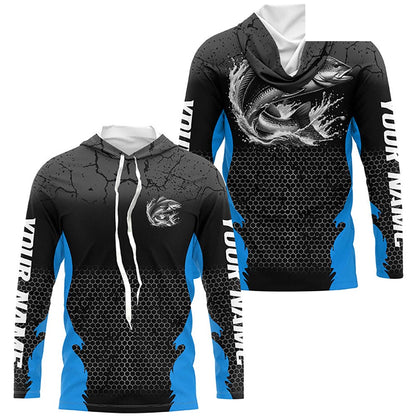 Personalized Redfish Fishing Jerseys, Redfish Long Sleeve Tournament Fishing Shirts |Blue IPHW7362