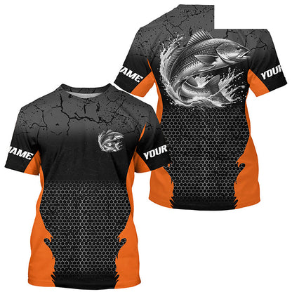 Personalized Redfish Fishing Jerseys, Redfish Long Sleeve Tournament Fishing Shirts |Orange IPHW7363