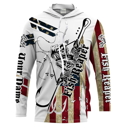 Fish reaper American Flag Custom Men Long Sleeve performance Fishing Shirts, Patriotic Fishing jerseys - HPW19