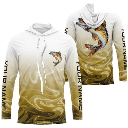 Custom Walleye Long Sleveeve Tournament Camo Fishing Shirts, Walleye Fishing Jerseys IPHW6041