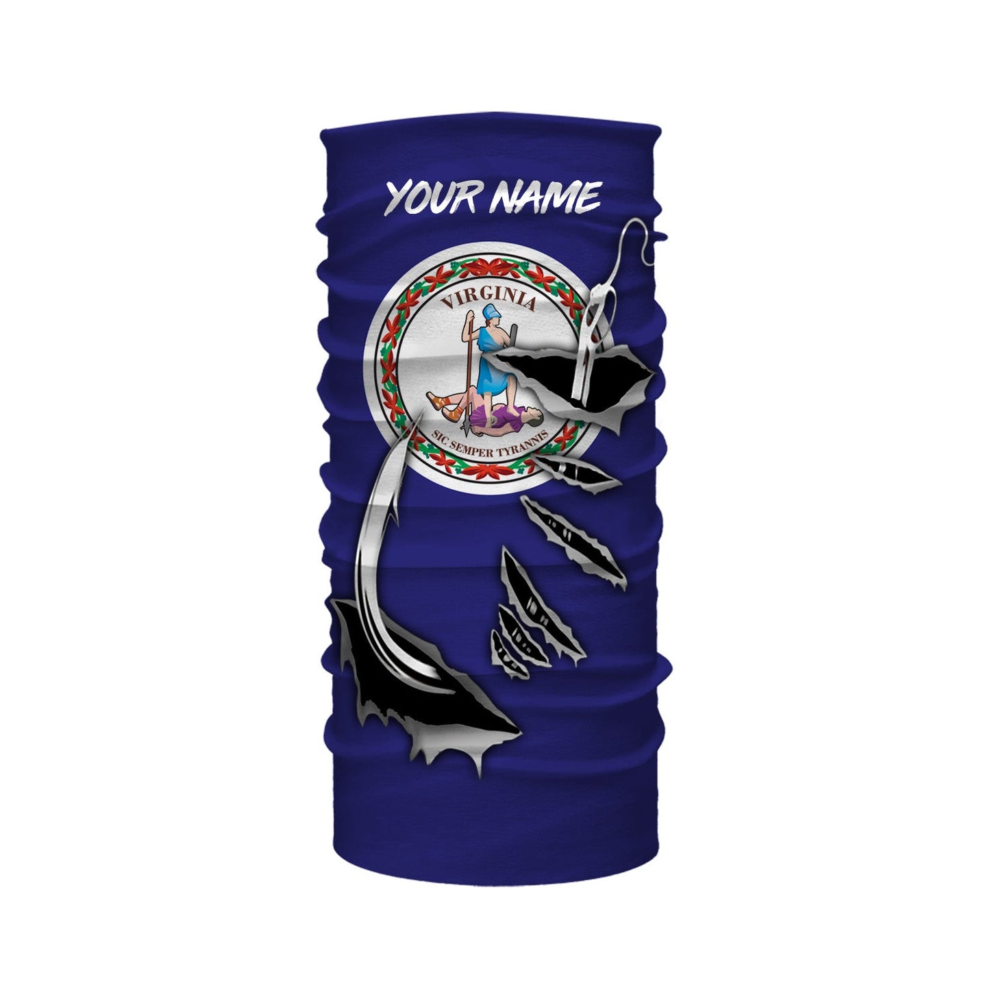 VA Virginia Flag Fishing 3D Fish Hook UV protection quick dry customize name long sleeves shirts personalized Patriotic fishing apparel gift for Fishing lovers IPH1910