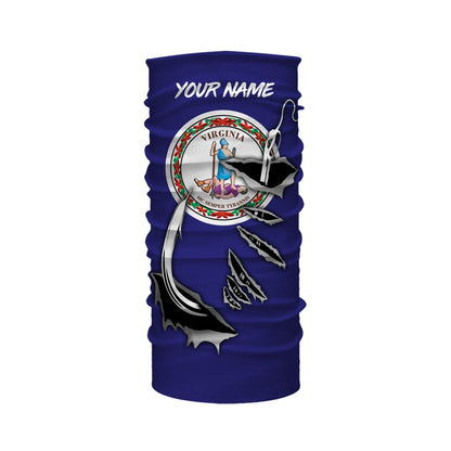 VA Virginia Flag Fishing 3D Fish Hook UV protection quick dry customize name long sleeves shirts personalized Patriotic fishing apparel gift for Fishing lovers IPH1910