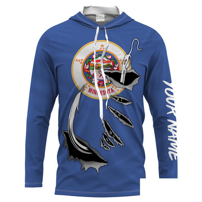 MN Fishing Minnesota Flag Fishing 3D Fish Hook Custom Men Long Sleeve performance Fishing Shirts - HPW37