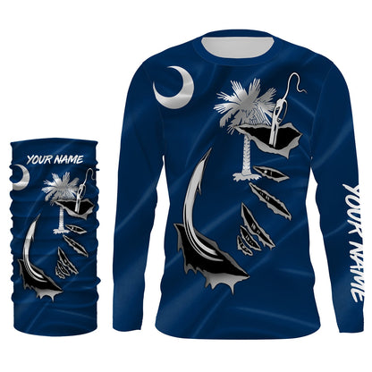 SC Fishing Custom South Carolina Flag 3D Fish Hook UV Protection Long sleeve personalized fishing apparel gifts IPHW466
