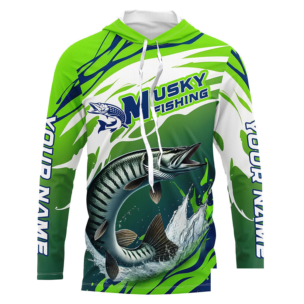 Musky Fishing Custom Long Sleeve Fishing Shirts, Muskie Fishing Tournament Shirts Fishing Jerseys IPHW7181
